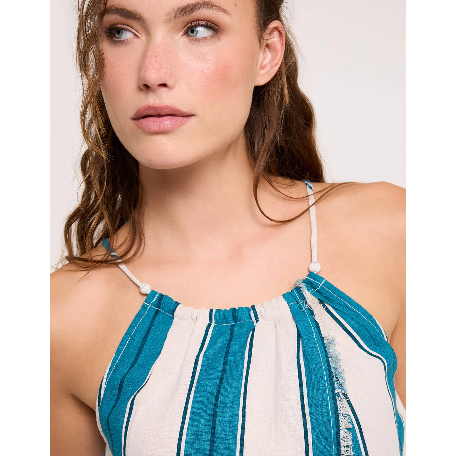 Camisa Tirantes Turquesa Rayas - Modena