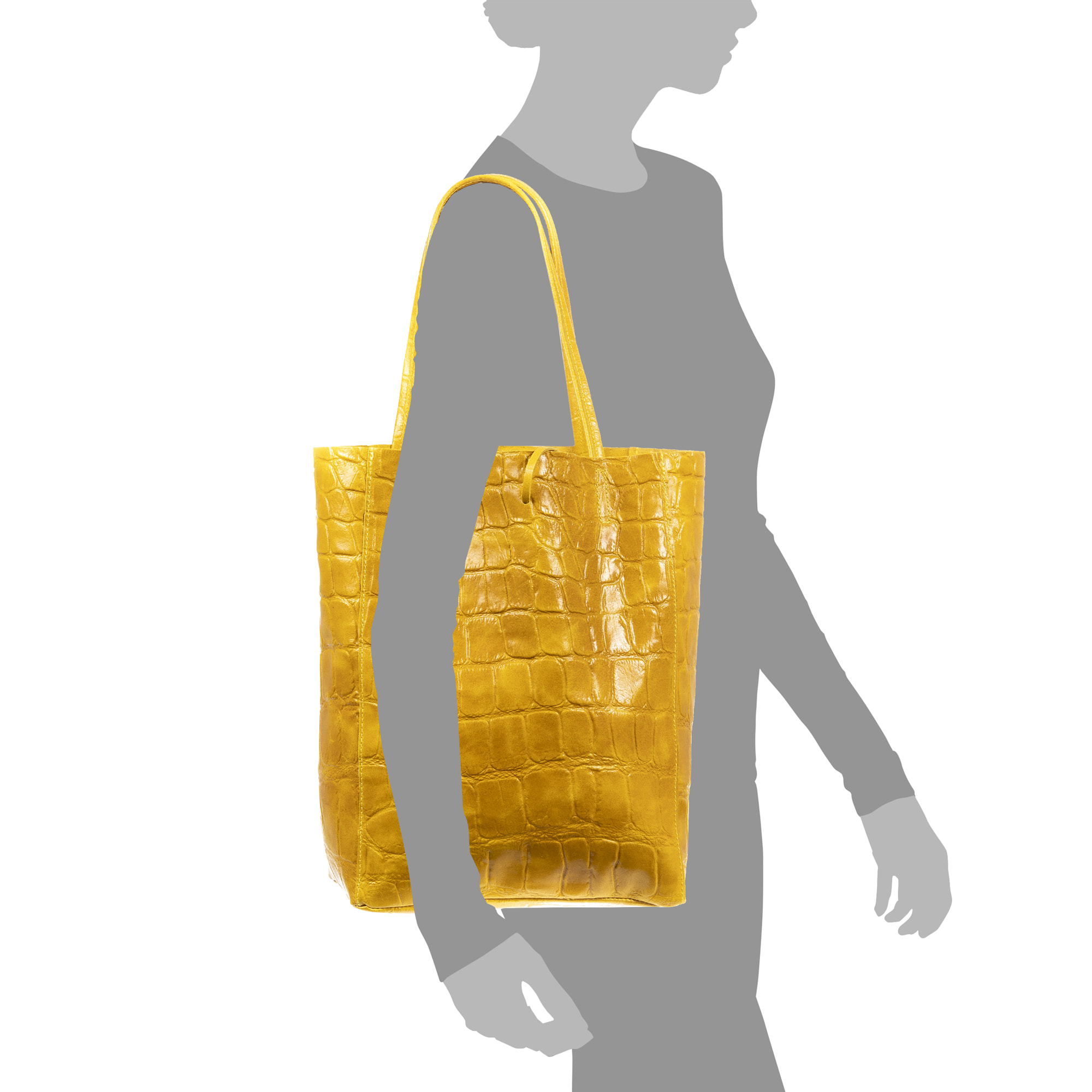 Sefora Borsa Shopper Donna.Pelle autentica Velours Stampa Coccodrillo Grande
