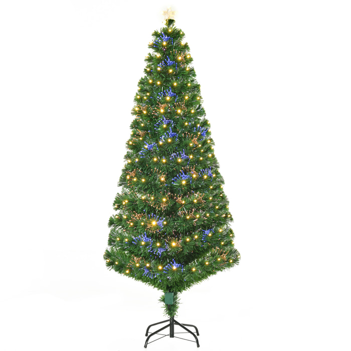 árbol de Navidad con Luces LED de PVC y Metal 82x180cm Verde