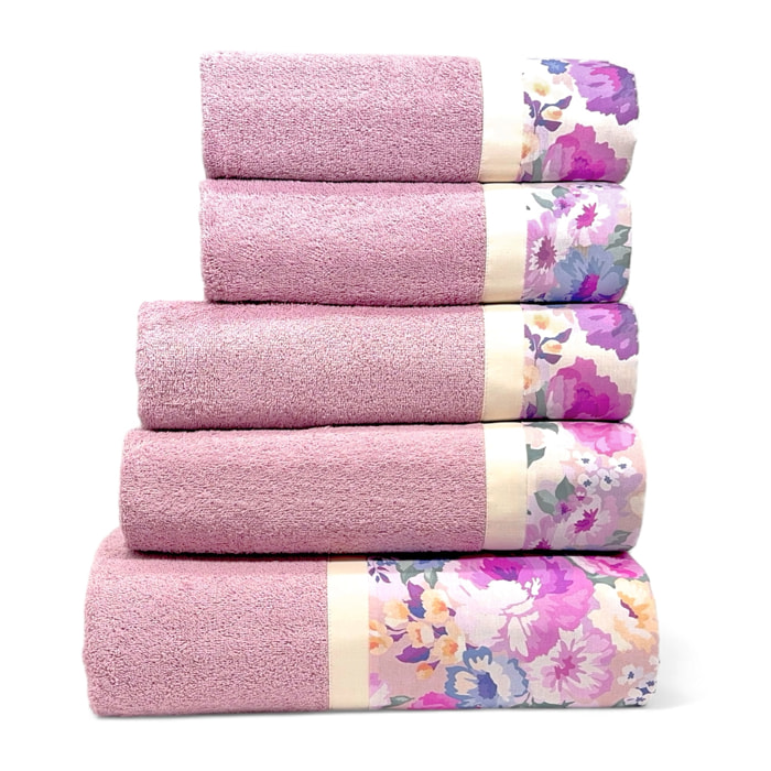 Set Spugna DALIA 5 Pezzi: 2 Viso+2 Ospite + 1 Telo Bagno