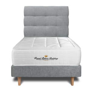 Lit Windsor Sommier tapissier en tissu - pieds bois