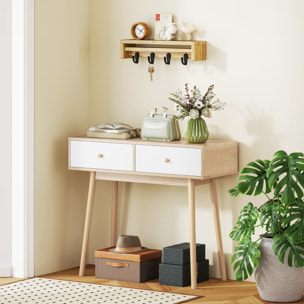 Mesa de Consola Estrecha Consola de Recibidor Mesa de Sofá con 2 Cajones Estilo Moderna para Pasillo Entrada Salón Dormitorio Roble