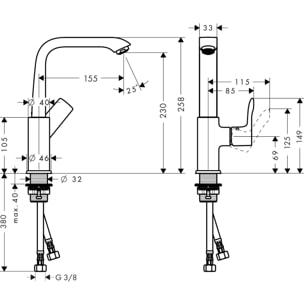 Mitigeur de lavabo 230 bonde Push-Open chrom√© Metris