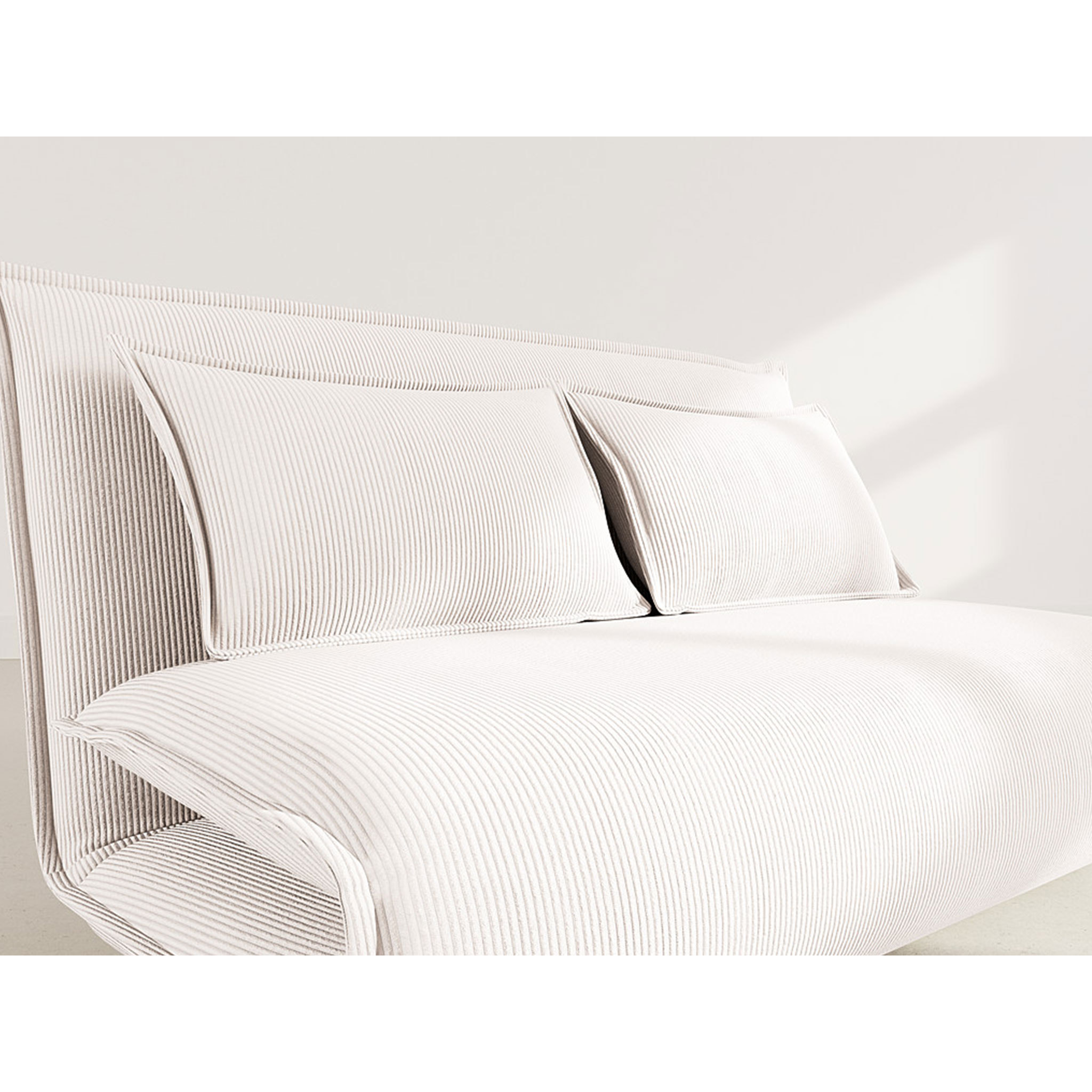 Candice - Banquette 2 places convertible clic-clac en velours côtelé - Beige