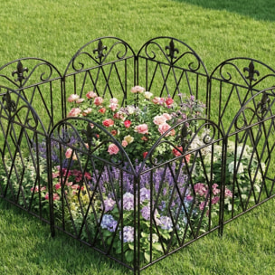 Set de 4 Vallas de Jardín de Metal, 125x56 cm, Vallas de Jardín Exterior Decorativas con Diseño Arqueado, Resistente y Fácil de Instalar, para Huerto, Patio, Terraza, Césped, Negro