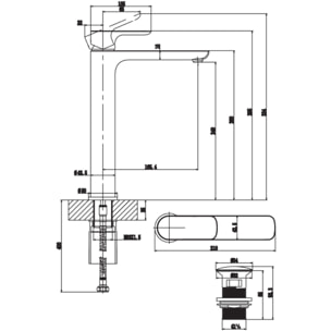 Mitigeur lavabo surélevé O.novo avec vidage Push Open chrome