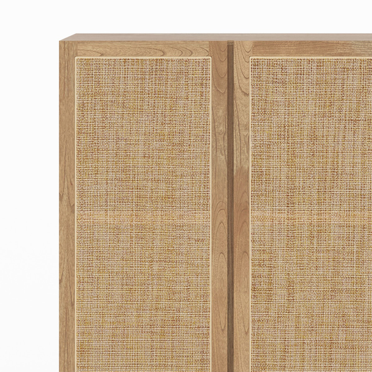 Armoire en bois massif de mindi et rotin - Delya