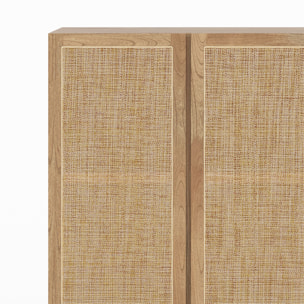 Armoire en bois massif de mindi et rotin - Delya