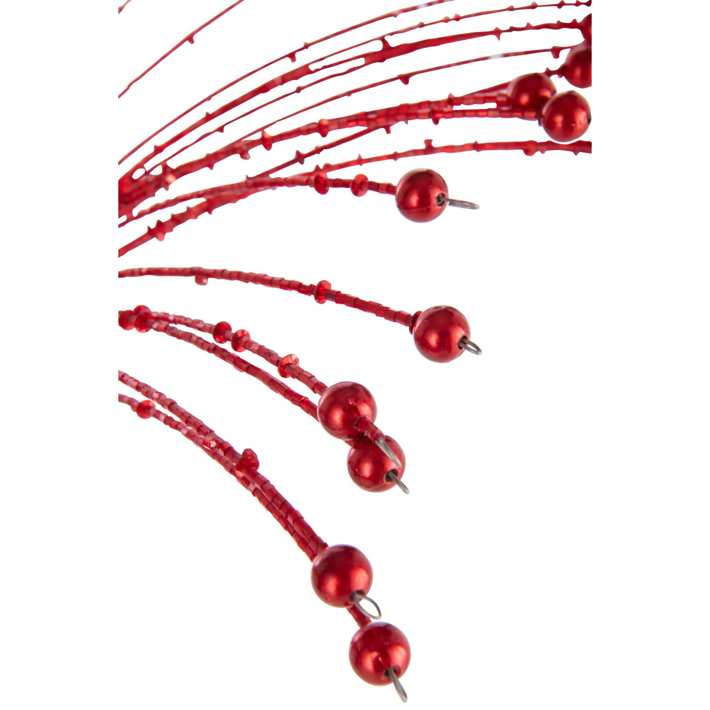 J-Line décoration Branche Perles - fer - rouge
