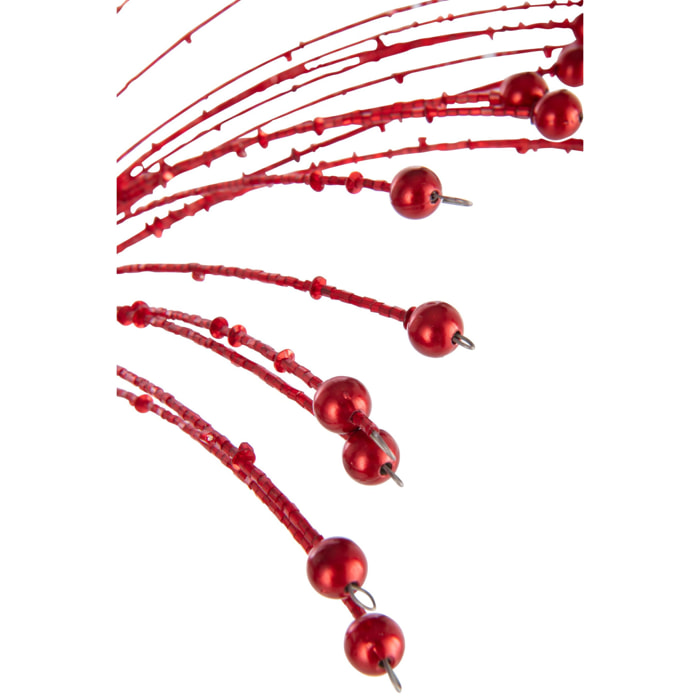 J-Line décoration Branche Perles - fer - rouge