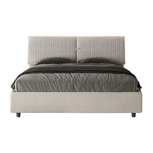 Letto matrimoniale senza rete imbottito 160x210 tessuto Aragona 1 bianco Mados