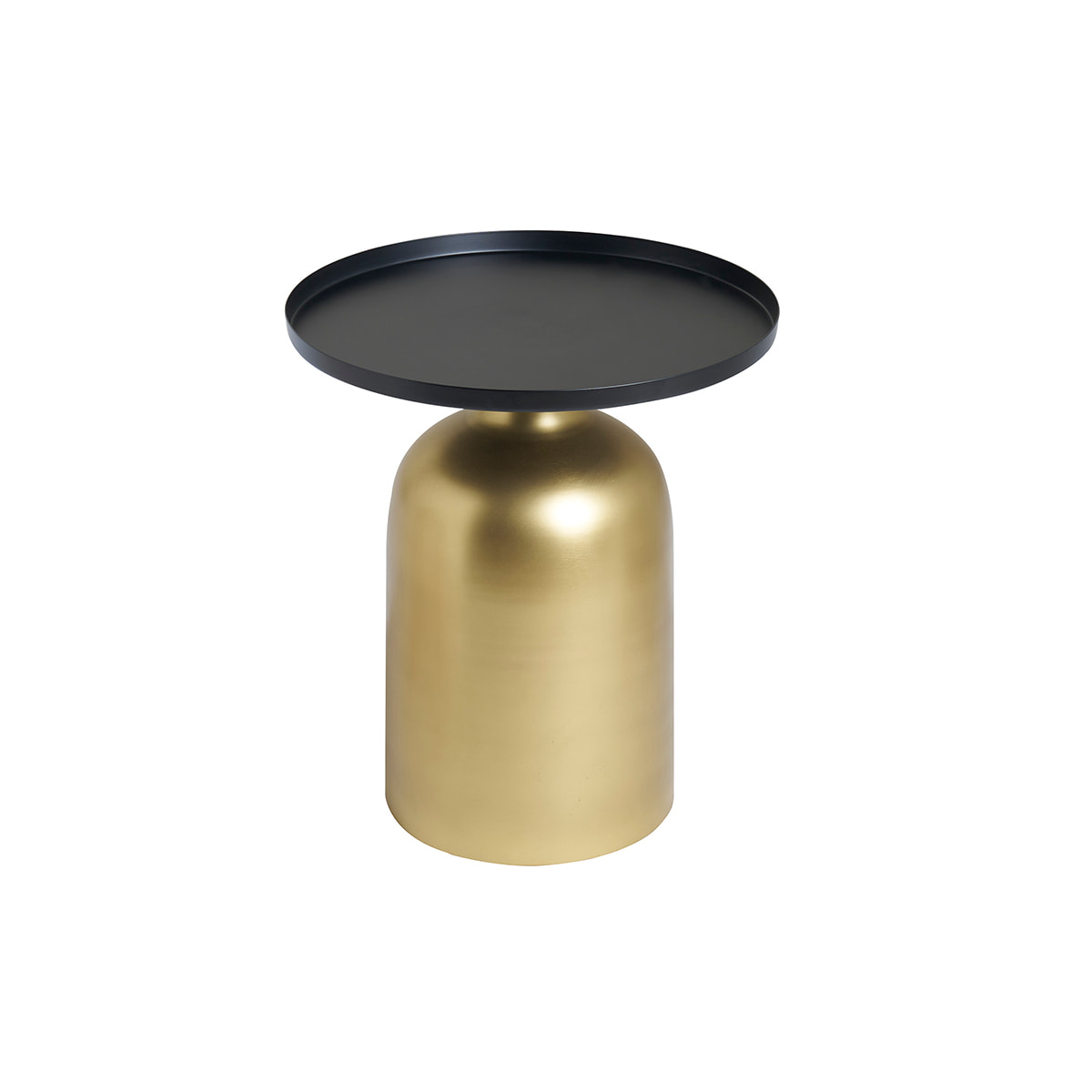 Table d'appoint design ronde en métal doré et plateau noir mat RAMSES