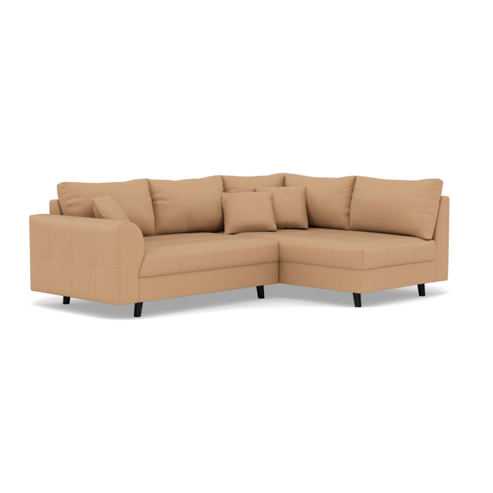 Rune - canapé d'angle droit 4 places en simili - Taupe