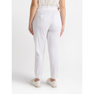 Fiorella Rubino - Pantalones con bordes de red bordada - Blanco