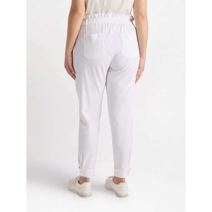 Fiorella Rubino - Pantalones con bordes de red bordada - Blanco