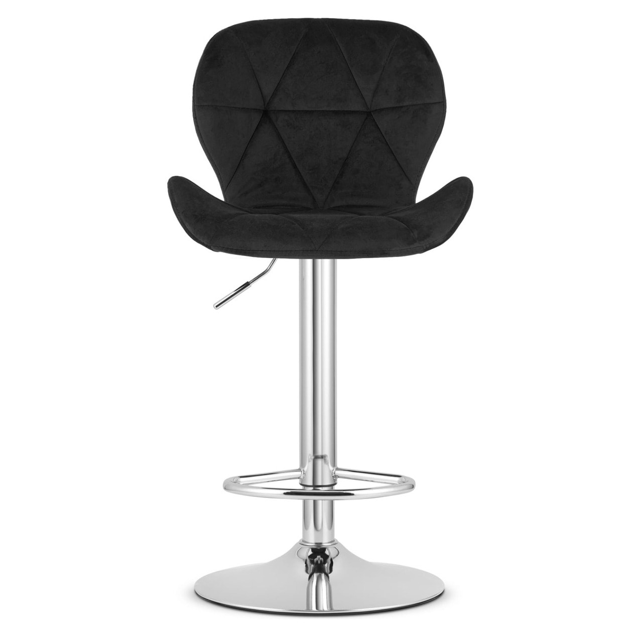 Set di 2 Sgabelli West in Velluto Nero con Base Cromata