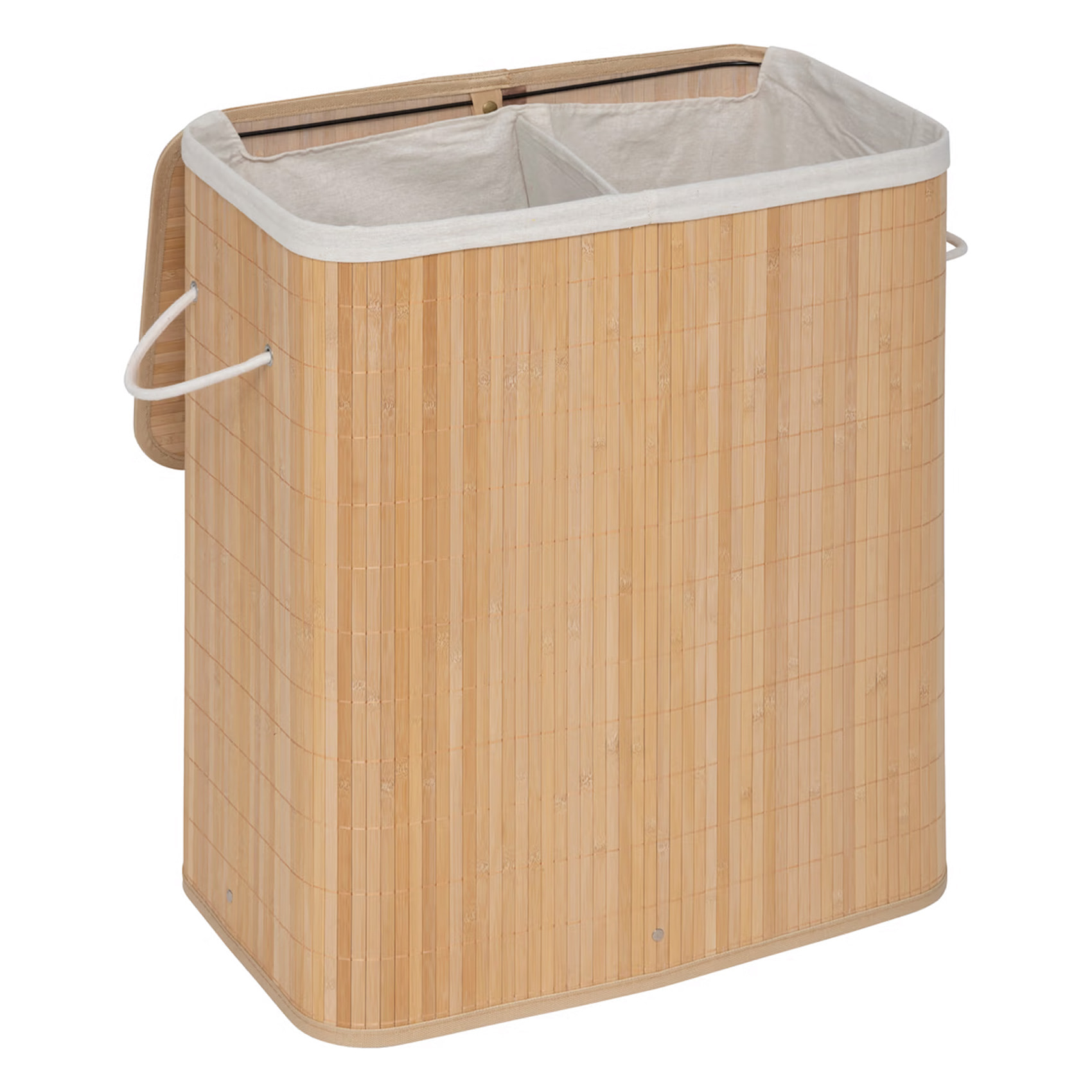 Panier à linge double 100L en bambou - Marron Clair