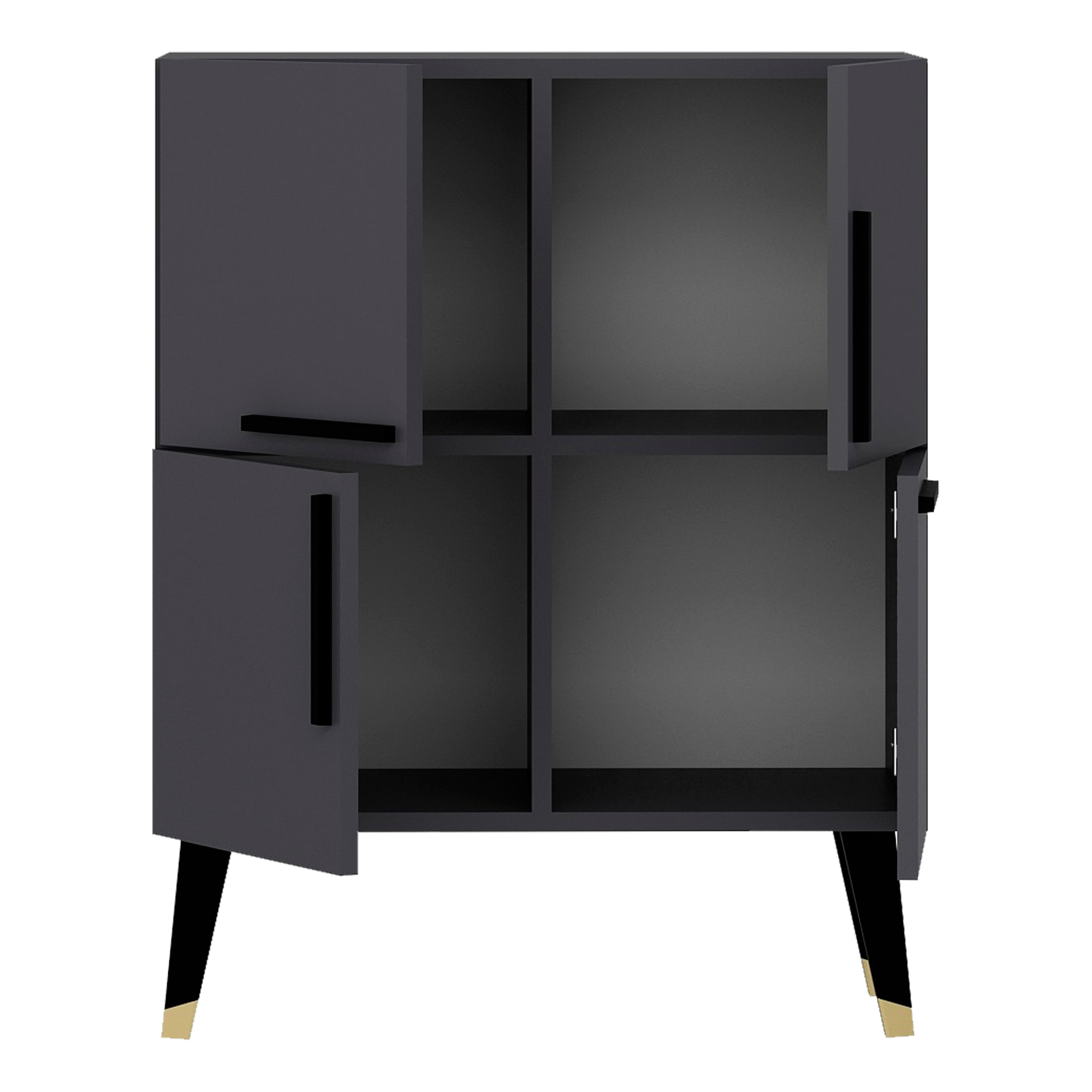 Mueble de nogal antracita con 100% tablero aglomerado rechapado en melamina.