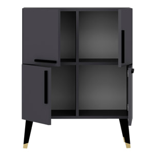 Mueble de nogal antracita con 100% tablero aglomerado rechapado en melamina.