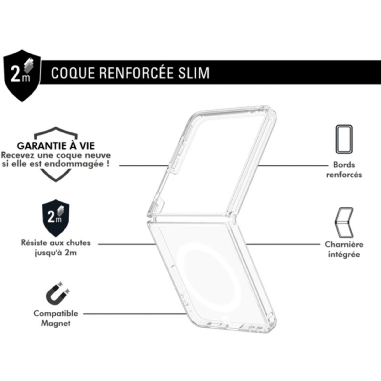 Coque FORCE CASE Samsung Z Flip 7 renforcé transparent