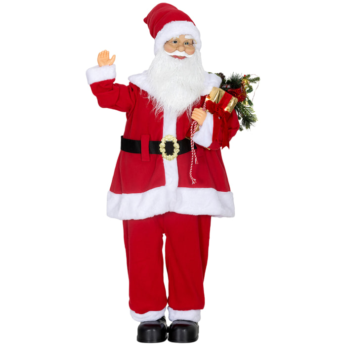 Figurine de Père Noël, debout de Père Noël rouge traditionnelle 120 cm, commande vocale, lumières LED scintillantes, musique, bras pliables, pour les décorations d'intérieur et de fête