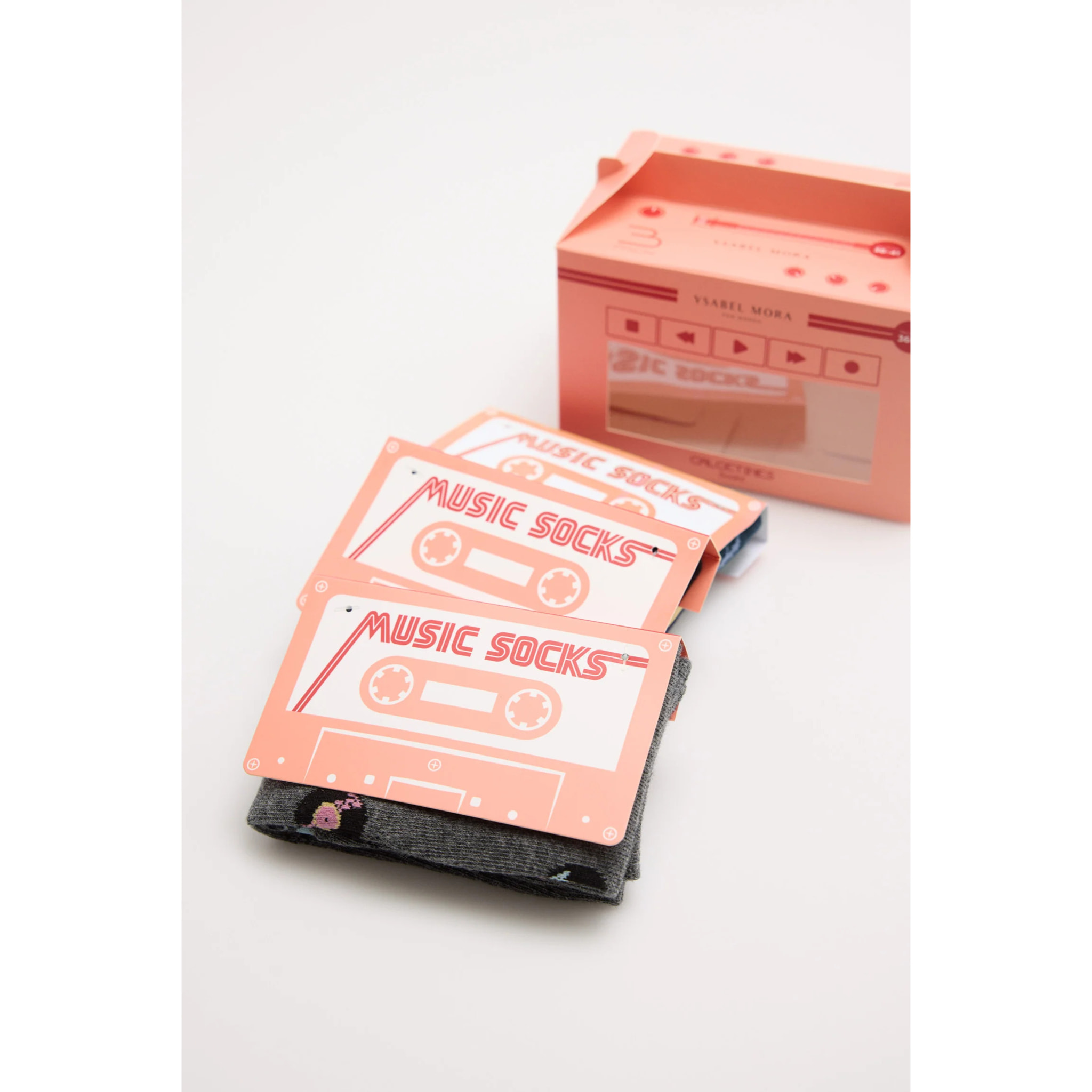 Confezione regalo di 3 calzini con musicassette