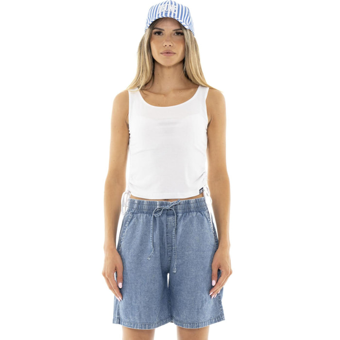 Camiseta de tirantes de mujer de canalé con cordones Leone Fancy Stripes