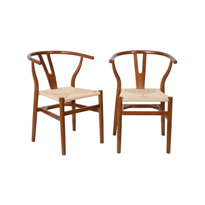 Chaise vintage bois de hêtre et cordes (lot de 2) CECILE