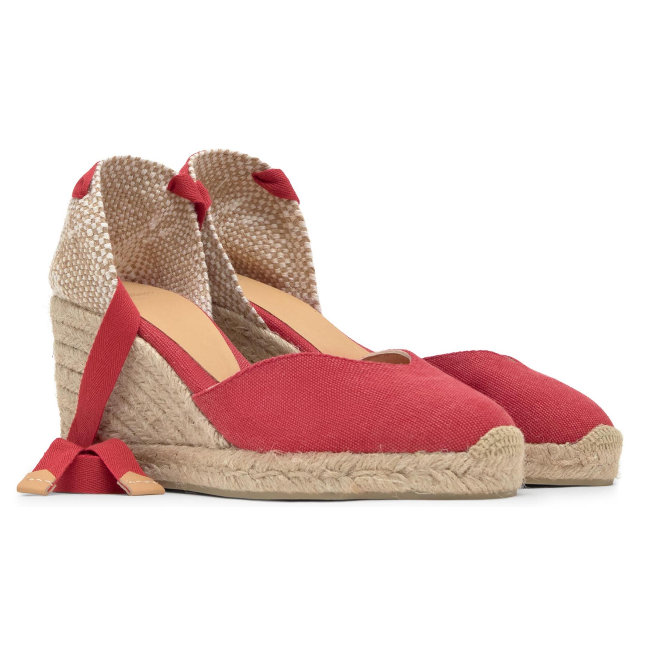 Alpargata de cuña Chiara en algodón orgánico lavado con cierre de cintas