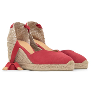 Alpargata de cuña Chiara en algodón orgánico lavado con cierre de cintas