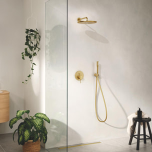 Ensemble douche de tête et bras 380 mm, 1 jet - Cool Sunrise brossé