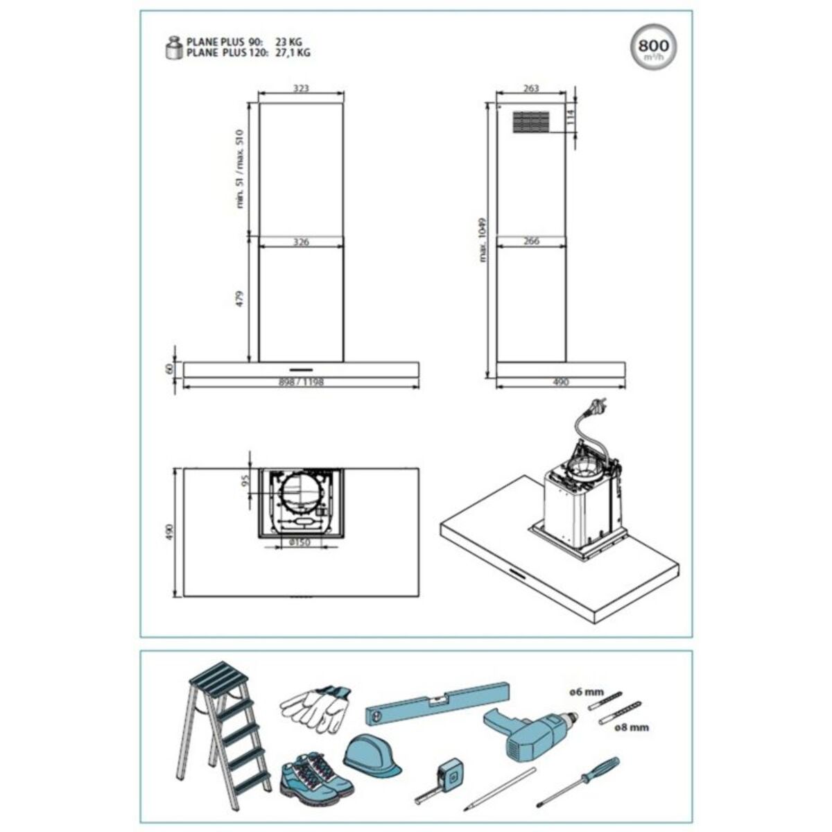 Hotte décorative murale FALMEC PLANEP1430