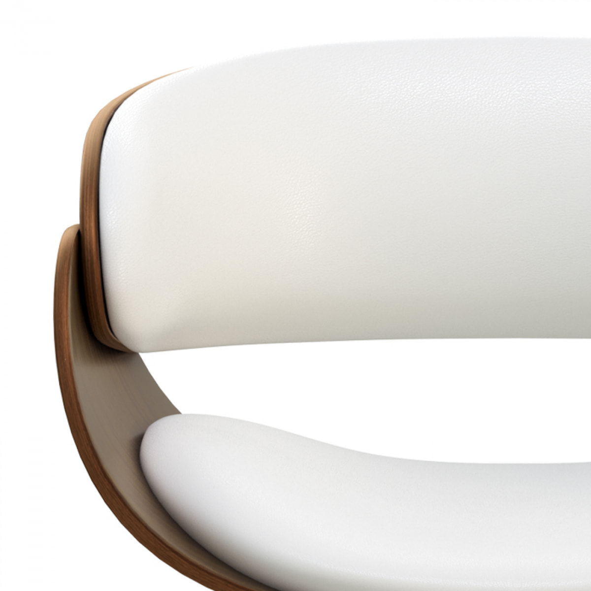 Chaise en cuir synthétique blanc et bois plaqué noyer - Polo