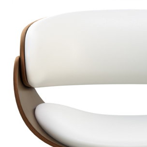 Chaise en cuir synthétique blanc et bois plaqué noyer - Polo