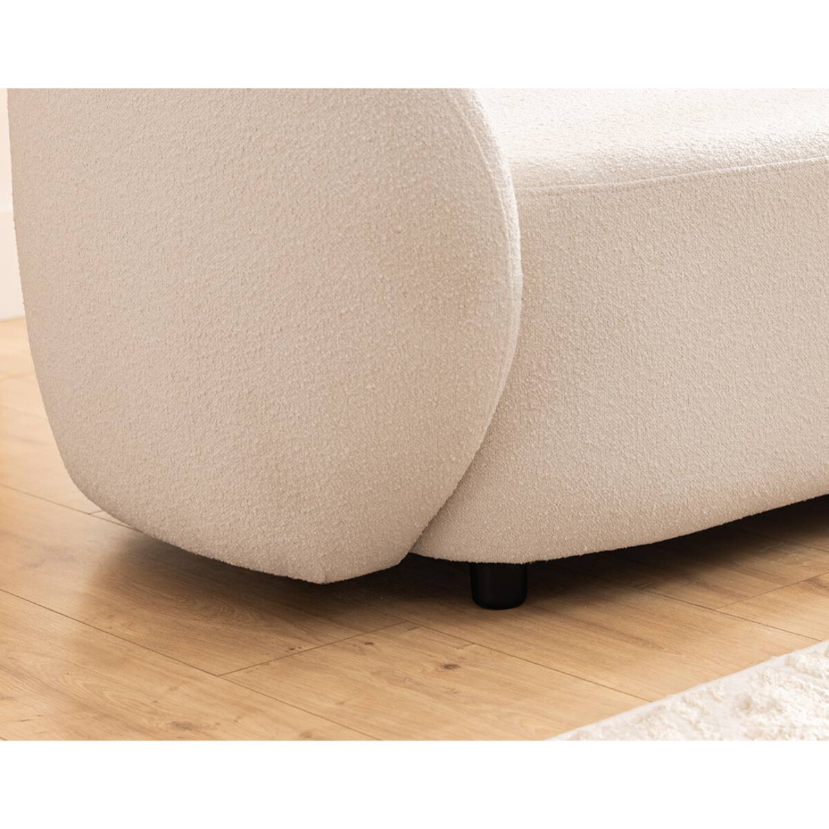 Flore - Canapé droit 3 places en tissu bouclette - Beige