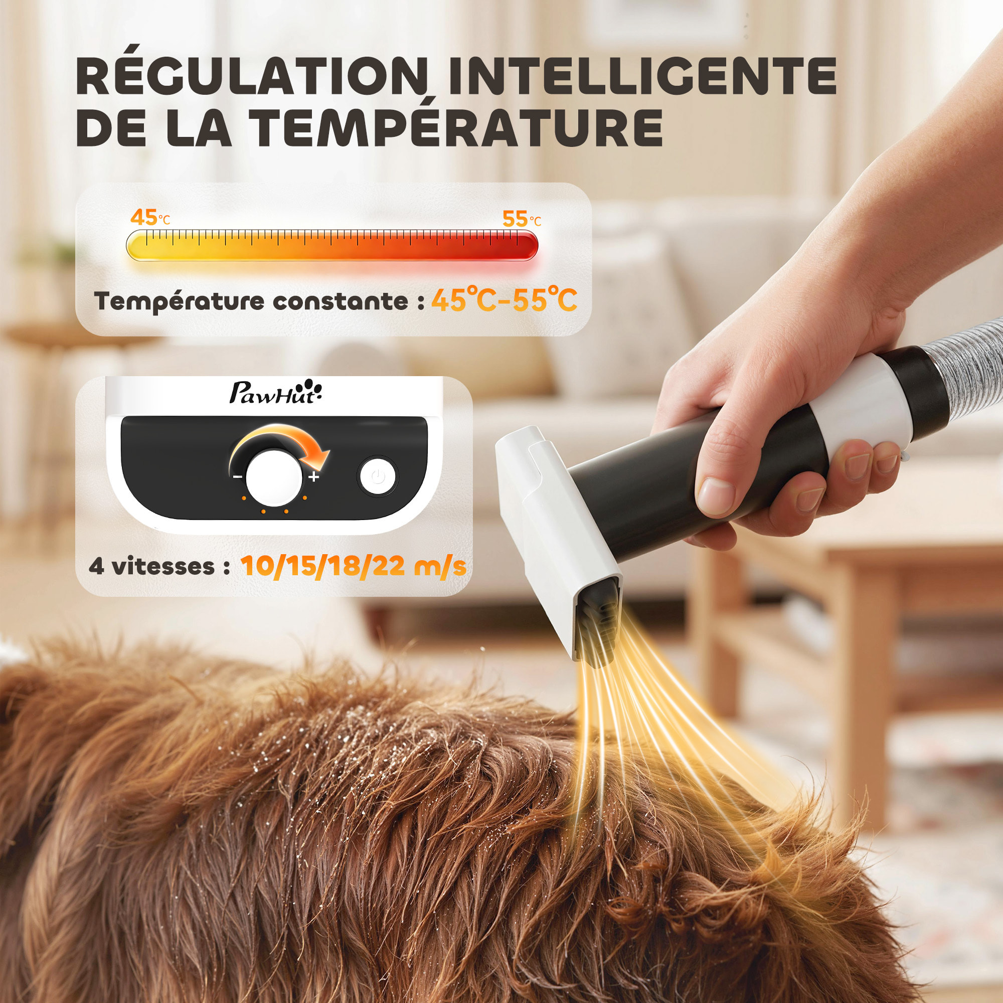 Station de toilettage chien 600W 3 en 1 - séchoir, tondeuse, aspirateur - noir blanc