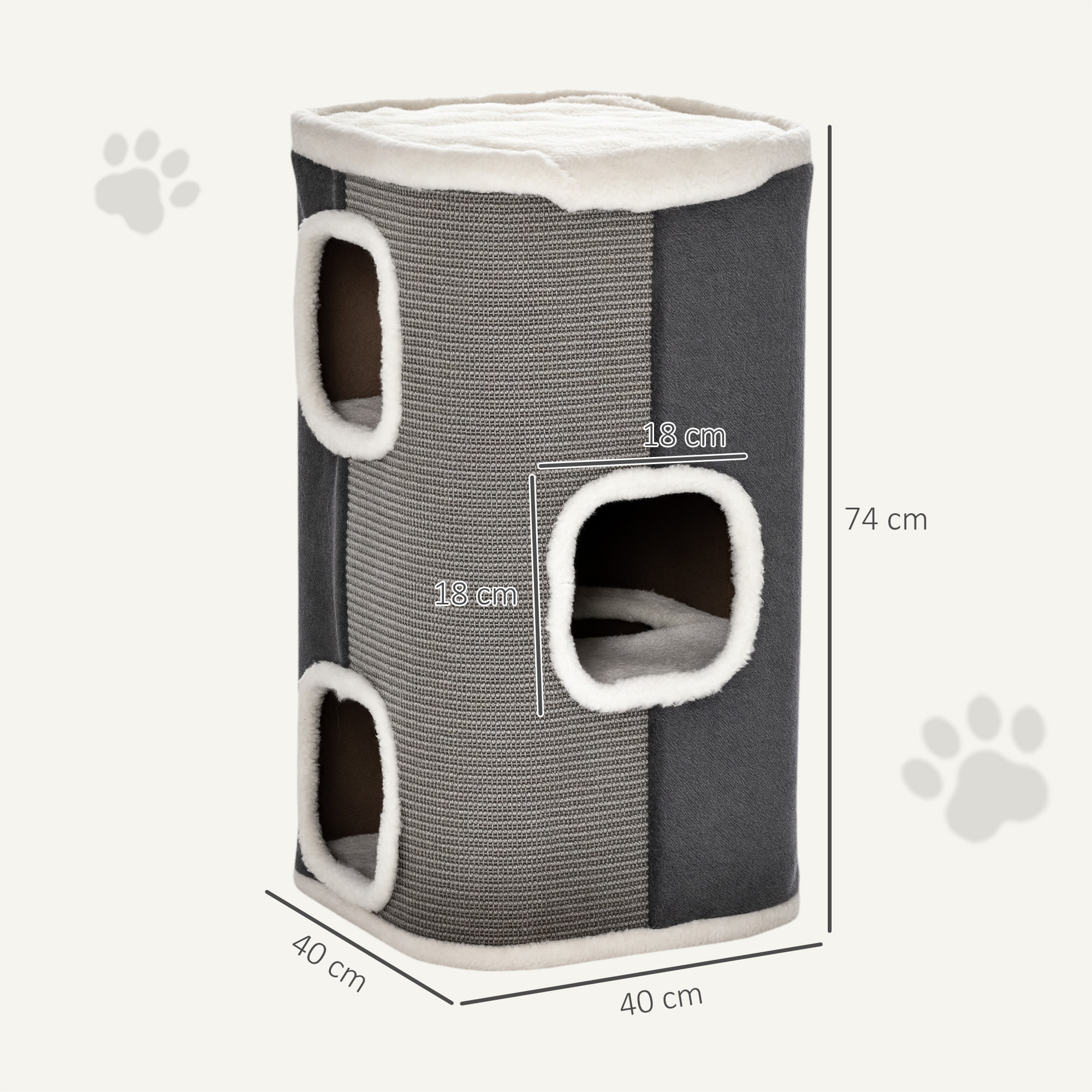 Tour à griffer chat 3 niv. - tonneau à gratter - plateforme observation avec coussin