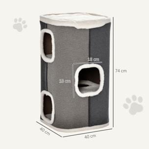 Tour à griffer chat 3 niv. - tonneau à gratter - plateforme observation avec coussin