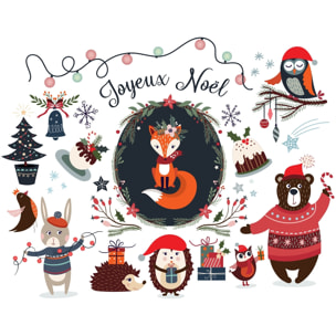 Stickers enfant noël les animaux font la fête - Autocollants stickers adhésifs noël - décoration fêtes