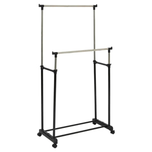 Portant à vêtements à roulettes double "Icare"