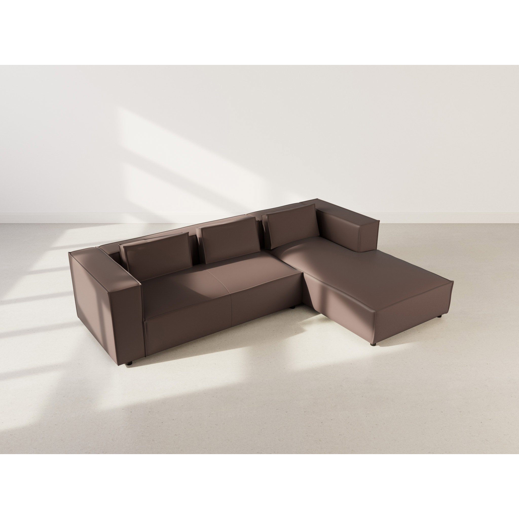 Stella - canapé d'angle droit 4 places en simili - Marron