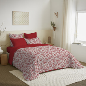 Pack complet housse de couette réversible pour lit 160 x 200 cm Bérengère rouge