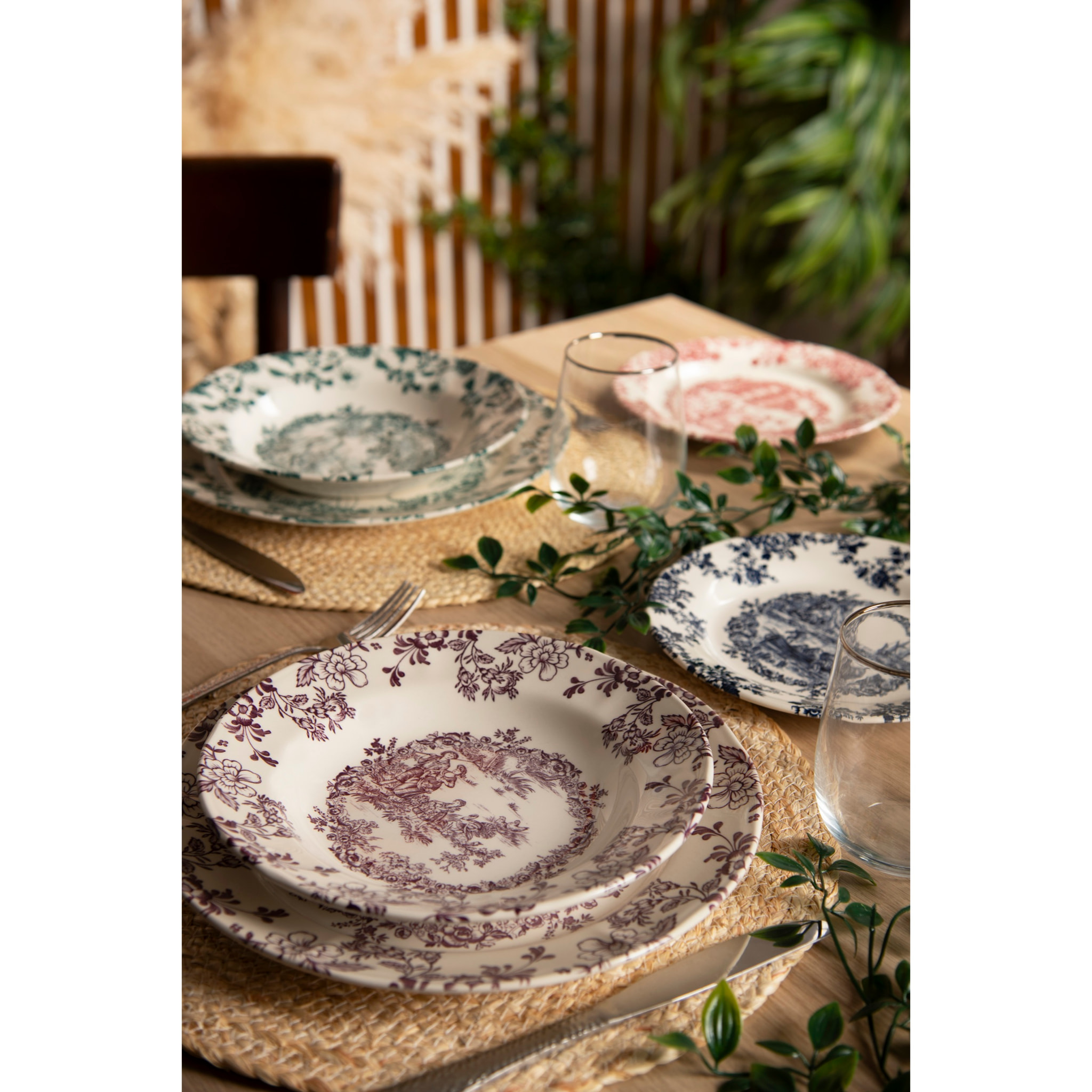 Servizio piatti 12 pezzi Excelsa – Les Voyages, Ceramica Multicolore