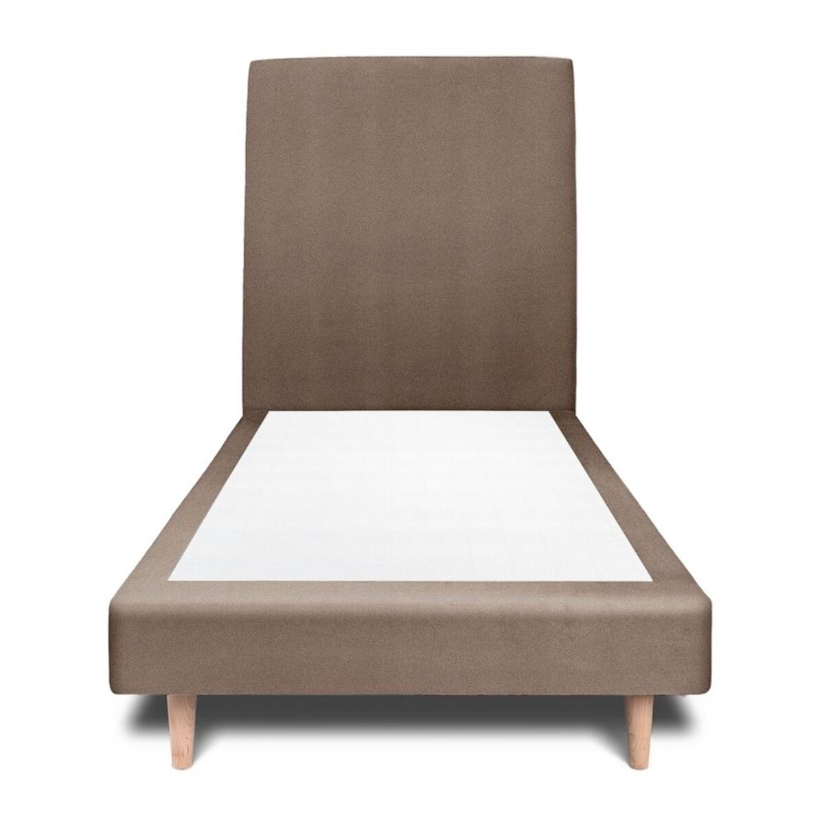 Lit avec tête de lit tapissée velours et sommier tapissier ep14