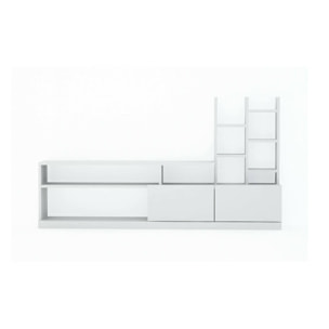 Mobile porta TV Dbrignol, Credenza da soggiorno, Armadio basso per TV, Base parete attrezzata, 164x25h91 cm, Bianco