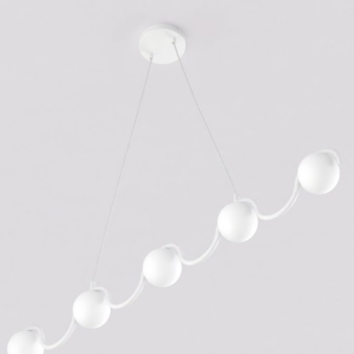 Lampada a sospensione Sinus in acciaio bianco