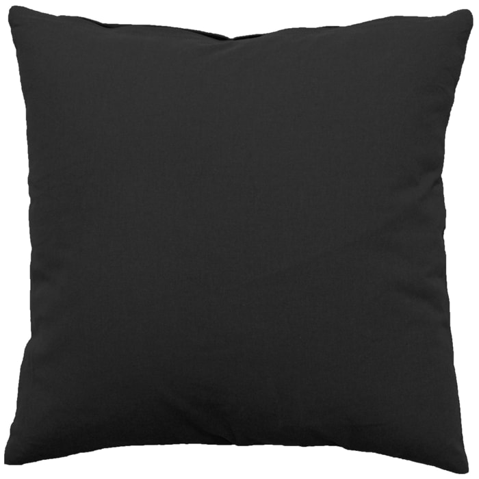 Coussin déhoussable uni en coton - Gris anthracite