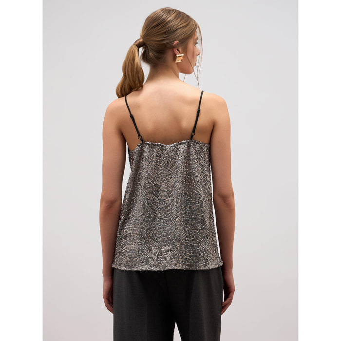 Oltre - Sequined lingerie top - Gris