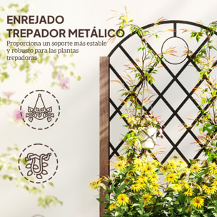 Juego de 2 Jardineras de Exterior Jardineras con Enrejado Metálico para Plantas Trepadoras Maceteros con Ruedas para Jardín Patio 52x25x97 cm Natural