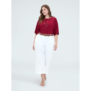 Fiorella Rubino - Pantaloni cropped con ricami e cintura - Bianco